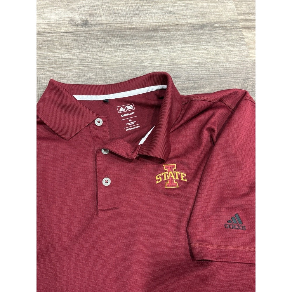 Adidas Mens Iowa State Short Sleeve Embroidered Polo Shirt Size XL Maroon